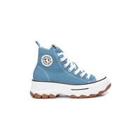 Refresh Botín señora con cordones y cierre con cremallera. Azul claro 40