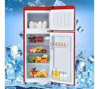 Refrigerador con congelador de 2 puertas, refrigerador pequeño para dormitorio, hogar, oficina, dormitorio, enfriador de bebidas pequeño, bajo nivel de ruido de 45 dB,Red