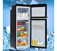 Refrigerador con congelador de 2 puertas, refrigerador pequeño para dormitorio, hogar, oficina, dormitorio, enfriador de bebidas pequeño, bajo nivel de ruido de 45 dB,Black