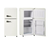 Refrigerador con congelador, puerta doble, estantes de vidrio ajustables, control de temperatura de 7 niveles para dormitorio, oficina y apartamento.,Beige