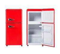 Refrigerador con congelador, puerta doble, estantes de vidrio ajustables, control de temperatura de 7 niveles para dormitorio, oficina y apartamento.,Red