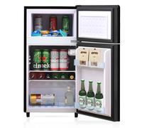 Refrigerador-congelador bajo encimera, pequeño refrigerador-congelador de 72 litros con iluminación, estantes extraíbles, termostatos ajustables y puertas reversibles.