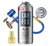 Refrigerante sustitutivo CARFIX r1234yf para sistemas de aire acondicionado de automóviles - 1 lata 3 en 1, manguera con manómetro y adaptador, 235 g