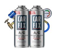 Refrigerante sustitutivo CARFIX r134a para sistemas de aire acondicionado de automóviles: 2 latas 5 en 1 y manguera con manómetro, 235 g.