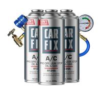 Refrigerante sustitutivo CARFIX r134a para sistemas de aire acondicionado de automóviles: 3 latas 5 en 1 y manguera con manómetro, 235 g.