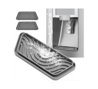 Refrigerator Drip Catcher,Fridge Water Dispenser Drip Tray Prevents Water Splashes,Non-slip Silicone Dispenser for Ge Samsung -2 PCS Grey