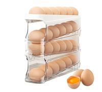 Refrigerator Egg Tray - Eggs Dispenser Auto Rolling | Egg Holder For Fridge | Space-Saving Transparent Food Box | Reusable Refrigerator Side Organizer And Storage Accessories For Counter, Gabinete