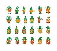 Refrigerator Magnets, Irish Gnomes Magnet, Shamrock Refrigerator Stickers, Irish Holiday Magnets, 24-Piece Set of St. Patrick's Day Refrigerator Magnets with Irish Gnomes and Shamrocks