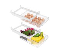 Refrigerator Storage Box, 2 PCS Refrigerator Drawer Storage Box, Vegetable Egg Fruit Transparent Refrigerator Storage Box, with Sliding Fridge Storage