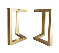 Refue Patas Mesa W 50 × H 72 cm Patas de Escritorio, Patas de Metal, Acero Cuadrado, Patas Mesa de Comedor, Ajustable Almohadilla de pie,Forma de V, Dorado