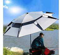 Refue Sombrilla Redondo para Playa, jardín, terraza, Pesca, protección UV50+, 16 Fibras de Vidrio, Gris/Negro, Parasol Exterior con Funda Protectora (Color : Gray, Size : 220CM/7.2ft)