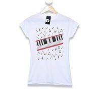 Refugeek Tees Hombre Michael Jackson Camiseta- Beat It Piano - White - Large
