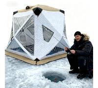 Refugio aislado para pesca en hielo con gato de estufa, tienda portátil impermeable para pesca al aire libre de 3 a 6 personas, incluye bolsa de transporte