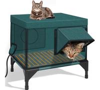 Refugio climatizado para gatos al aire libre con diseño impermeable y puerta de escape segura para protección en invierno