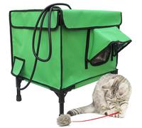 Refugio climatizado para gatos al aire libre, impermeable y resistente a la intemperie con toldo y base elevada para gatos salvajes