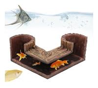 Refugio De Cueva para Pecera: Decoración De Subterráneo De Doble Orificio De 20 Cm, Escondite De Acuario De Grano De Madera, De Acuario De Esquina | Refugio Acuático Natural para Tanques