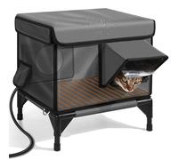 Refugio De Gatos Al Aire Libre Aislados con Dos Salidas, Resistencia A La Intemperie, Base De Gato con Calefacción De Base Elevada, Casa De Icat para El Invierno Exterior con Puerta