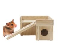 Refugio de hámster de madera,Cabaña de Hamster Madera,Sala de estar de madera para hámsters | Cabaña de hámster con divertido tobogán de escalera, investigando el cobertizo secreto para ratones