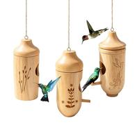 Refugio de madera aviar - Santuario de pájaros silvestres, bolsillo natural para anidar, paquete de triple juego, función de hábitat de cría estacional, categoría de jardín al aire libre, caja de