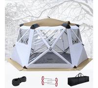 Refugio de pesca en hielo con cuerda de anclaje, bolsa de transporte, chimenea, ventanas de piso a techo para mayor visibilidad y comodidad