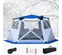 Refugio de pesca en hielo con cuerda de anclaje, bolsa de transporte, chimenea, ventanas de piso a techo para mayor visibilidad y comodidad