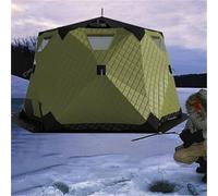 Refugio de pesca en hielo con gato de estufa, suelo aislado, tela 420D, tienda de campaña térmica desplegable para pesca en clima frío, diseño hexagonal portátil