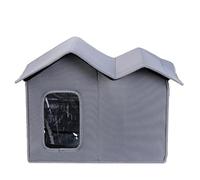 Refugio for Mascotas Resistente a la Intemperie con Puerta Transparente, diseño Impermeable, caseta Lavable for Gatos Salvajes.(Gris)