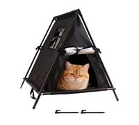 Refugio para gatos al aire libre: casa aislada para mascotas | Diseño resistente a la intemperie con base elevada para una mejor protección de los gatos durante condiciones frías, lluviosas y nevadas