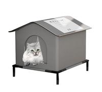Refugio para gatos salvajes, caseta para gatos al aire libre, Gran refugio para gatos callejeros para el invierno, caseta aislada para gatos, cerrada para mascotas, caseta elevada para gatos, c