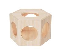 Refugio para hámsteres, casa de hámster de madera, hábitat de animales pequeños, 6.3 x 5.5 x 3.94 pulgadas, madera natural no tóxica, diseño de laberinto interactivo para decoración de jaula de guinea