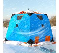 Refugio Para Pesca En Hielo Para 6-10 Personas,Carpa Portátil Con Aislamiento Y Conector Para Estufa,Refugio Estilo Cubo,Impermeable,Capa Aislante 420d,2 Puertas Y 2 Ventanas Para El Invierno Blue