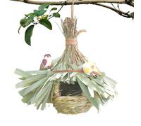 Refugio rústico para pájaros de caña trenzada a mano - Refugio para anidación y cría, periquito, cacatúa, canario, casa, interior, balcón, jardín, patio