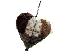 Refugios de corazones recargables para anidar pájaros para espacios al aire libre, incluye fibras naturales, regalo para amantes de los pájaros, forma de hierro, recargable, jardín y patio