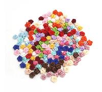 REFURBISHHOUSE 100pzs / Lote Mini rosetones de Cinta de Rasa de Saten Hechos a Mano Flor de Tela Apliques para la Decoracion de la Boda Accesorios de Costura de artesania