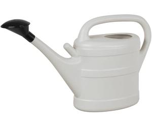 Regadera de plástico reciclado, 10 litros, color gris claro, con soporte desmontable de rosa y rosa