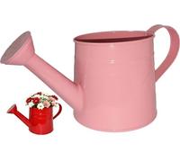 Regadera Pequeña De Metal Galvanizado, Lata De Aspersión Vintage Mate De 1 Galón for Plantas De Interior Y Exterior, Jardín De Flores, con Pico Largo Y Mango Ergonómico(Pink)