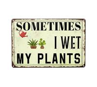 Regadera Regando Plantas De Cactus con Expresión, A Veces Mojo Mis Plantas Pintura De Hojalata Placa Vintage Letrero De Estaño Decoración Carteles De Pared De Metal para Hogar Tienda Jardín