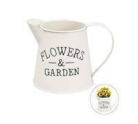 Regadera Vintage Metal, Jarrón de Hierro Vintage, Rural Florero Rústico, Shabby Chic Decoracion, para Jardín Arreglo Floral, Sala de Estar Ornamento (Beige)