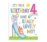 Regal Cards Tarjeta de cumpleaños para niña de 4 años - Jugando en el parque