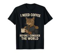Regal Cat with Coffee - Funny Cafe Lover & Cats Enthusiast Camiseta