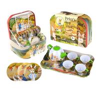 Regal Games - Peter's Tea Time - Juego de fiesta de té para niños - Diseño de Peter Rabbit - Incluye 4 tazas de té, 4 platillos, 1 tetera, 1 plato y estuche de almacenamiento - A partir de 5 años