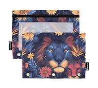 Regal Lions - Bolsas para lápices con 3 agujeros para carpetas de 3 agujeros con tres anillos para suministros de papelería para niños, color azul, Regal Lions Exotic Flora Blue, 1 sizex2