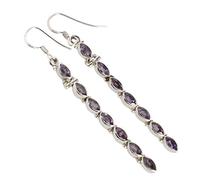 Regal - Pendientes de gancho de plata de ley 925 con amatista marquesa facetada, brillo morado majestuoso (6 x 4 mm), 6x4, Plata de ley, Amatista