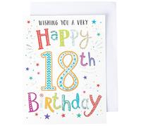 Regal Publishing Modern Milestone Age - Tarjeta de felicitación de cumpleaños de 18 a 8 x 6 pulgadas, gris, dorado, rosa, verde, beige