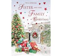 Regal Publishing Tarjeta de Navidad clásica con texto en inglés «To a Special Sister & Family Pile of Gifts - 22,8 x 15,2 cm