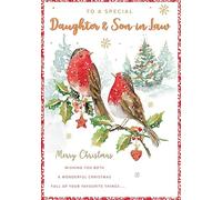 Regal Publishing Tarjeta de Navidad con texto en inglés To a Special Daughter & Son In Law Branch Robins, 22,8 x 15,2 cm