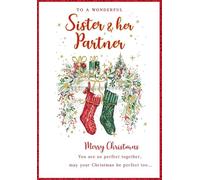 Regal Publishing Tarjeta de Navidad con texto en inglés To a Wonderful Sister & Partner, 2 medias, 22,8 x 15,2 cm