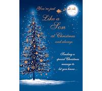 Regal Publishing Tarjeta de Navidad con texto en inglés You're Just Like A Son, árbol azul, 22,8 x 15,2 cm