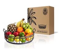 Regal Trunk & Co. - Cesta de frutas y bandeja para servir - Cesta de alambre redonda y estilo rústico, bandeja decorativa para servir con asas, ideal para fiestas, restaurantes y el hogar…