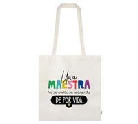 Regalisimos Bolsa ToteBag Dia del Profesor/a Maestro/a Asas Largas Multiuso Compra Tote Bag Bolso Shopper regalo profesora profe (Lettering Maestra)